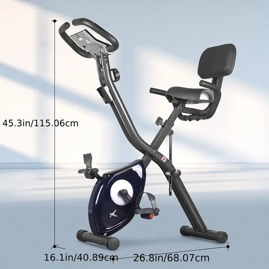 Ultra-Quiet Foldable X-Bike with Heart Rate Monitor & LCD Display(Blue)