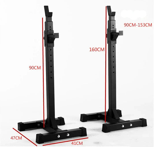 Black Split Squat Rack – Adjustable Household Fitness